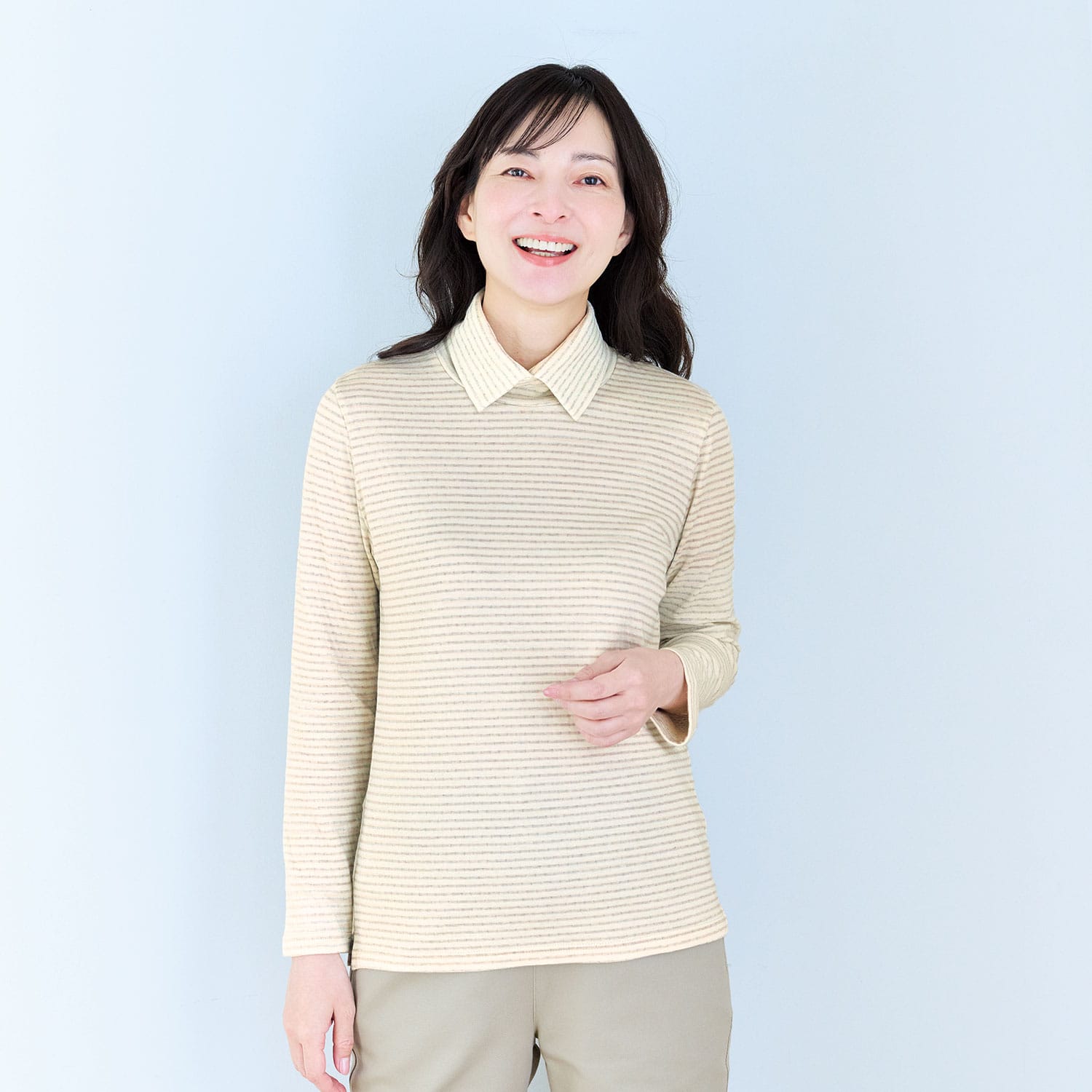 衿付き接結プルオーバー