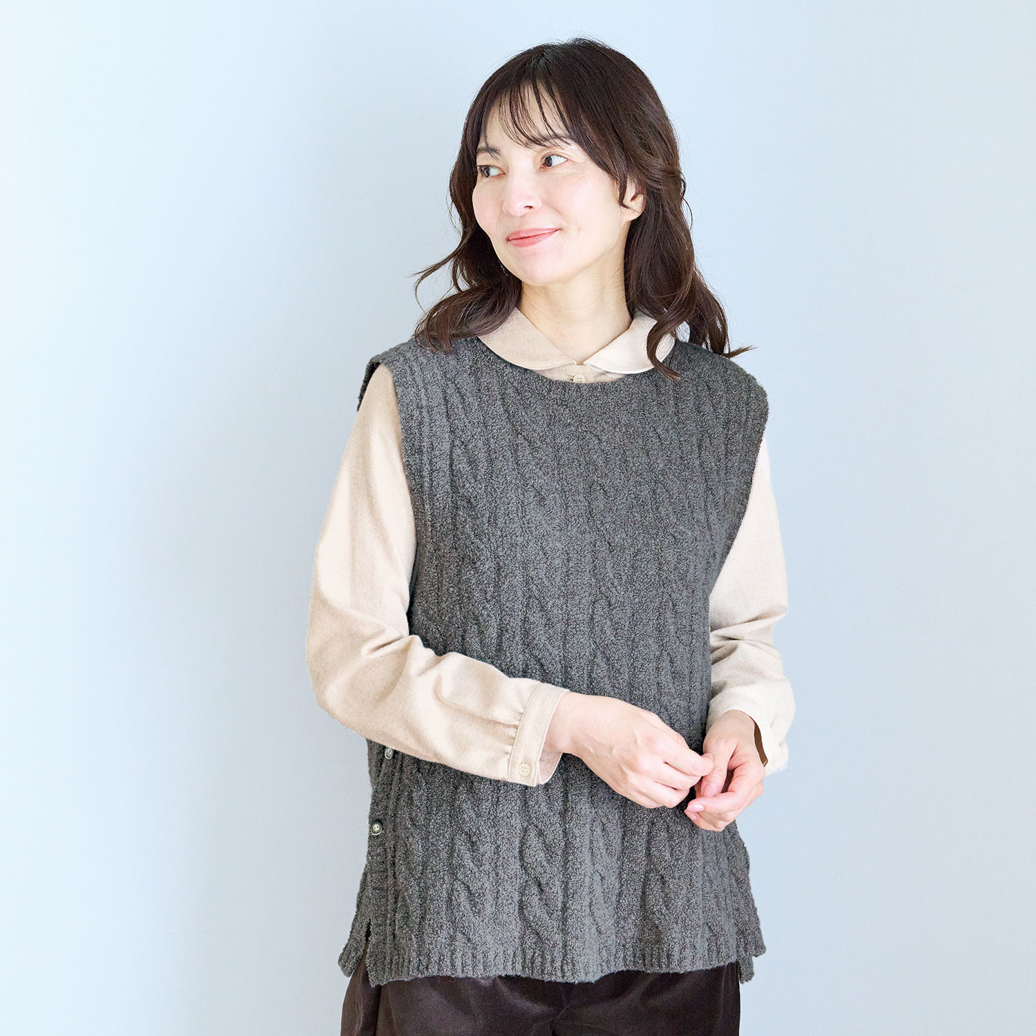 ケーブル編みブークレベスト