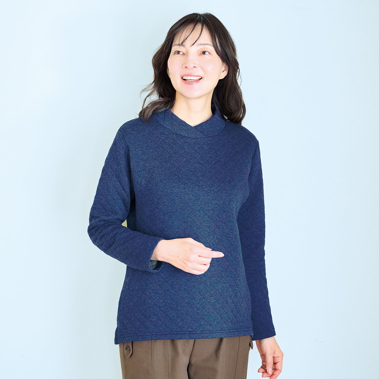 中綿入りキルティングプルオーバー