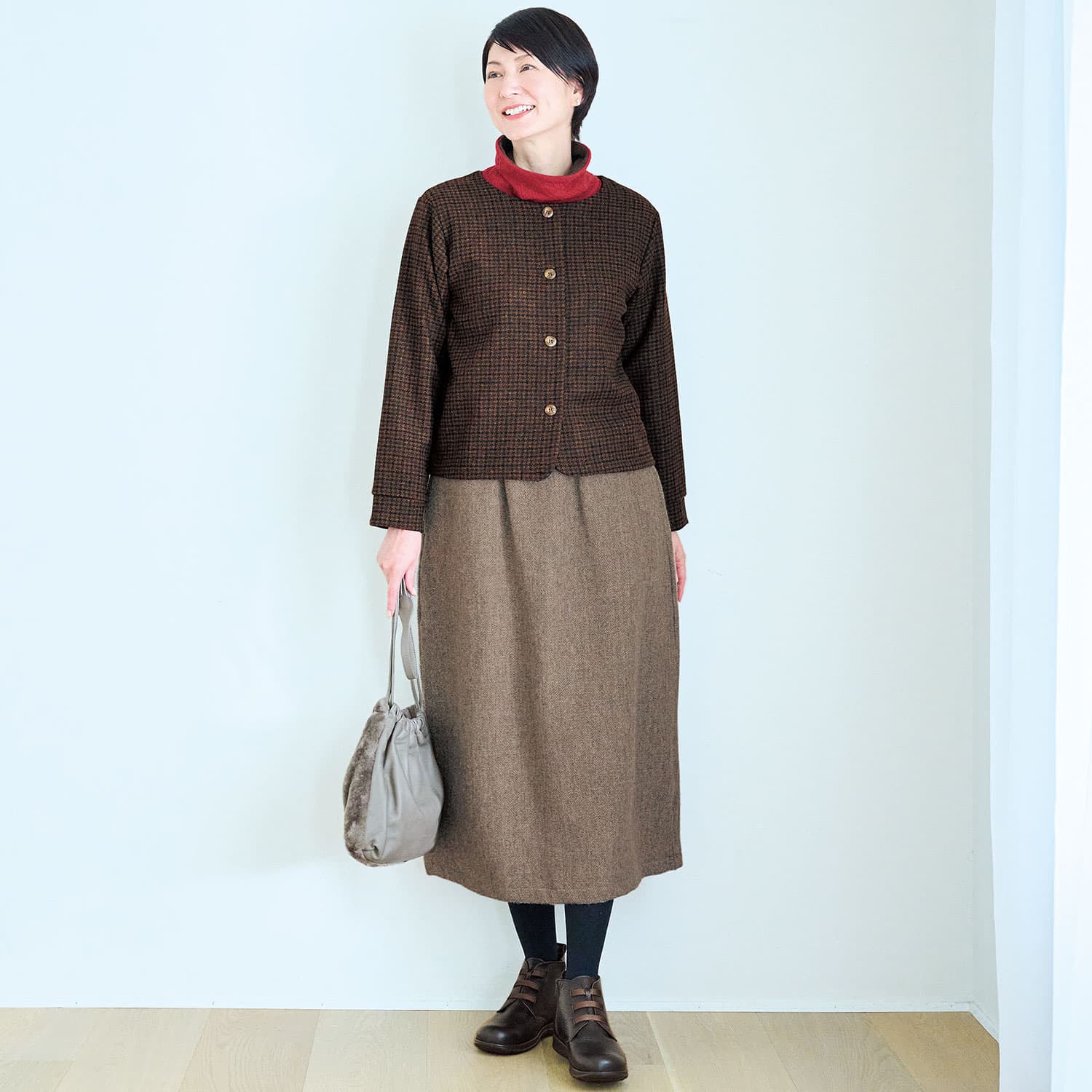 ウールリネンヘリンボンスカート