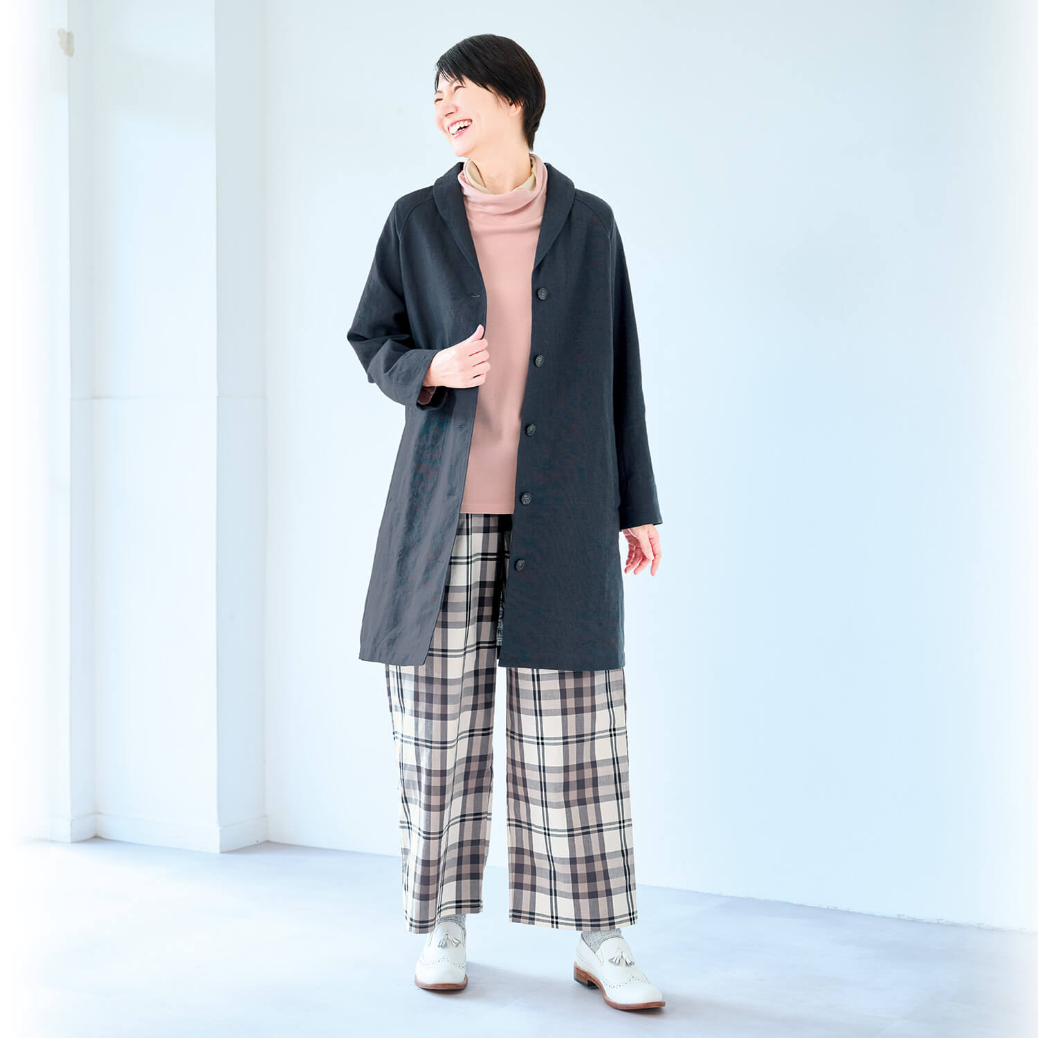 綿麻ショールカラーコート