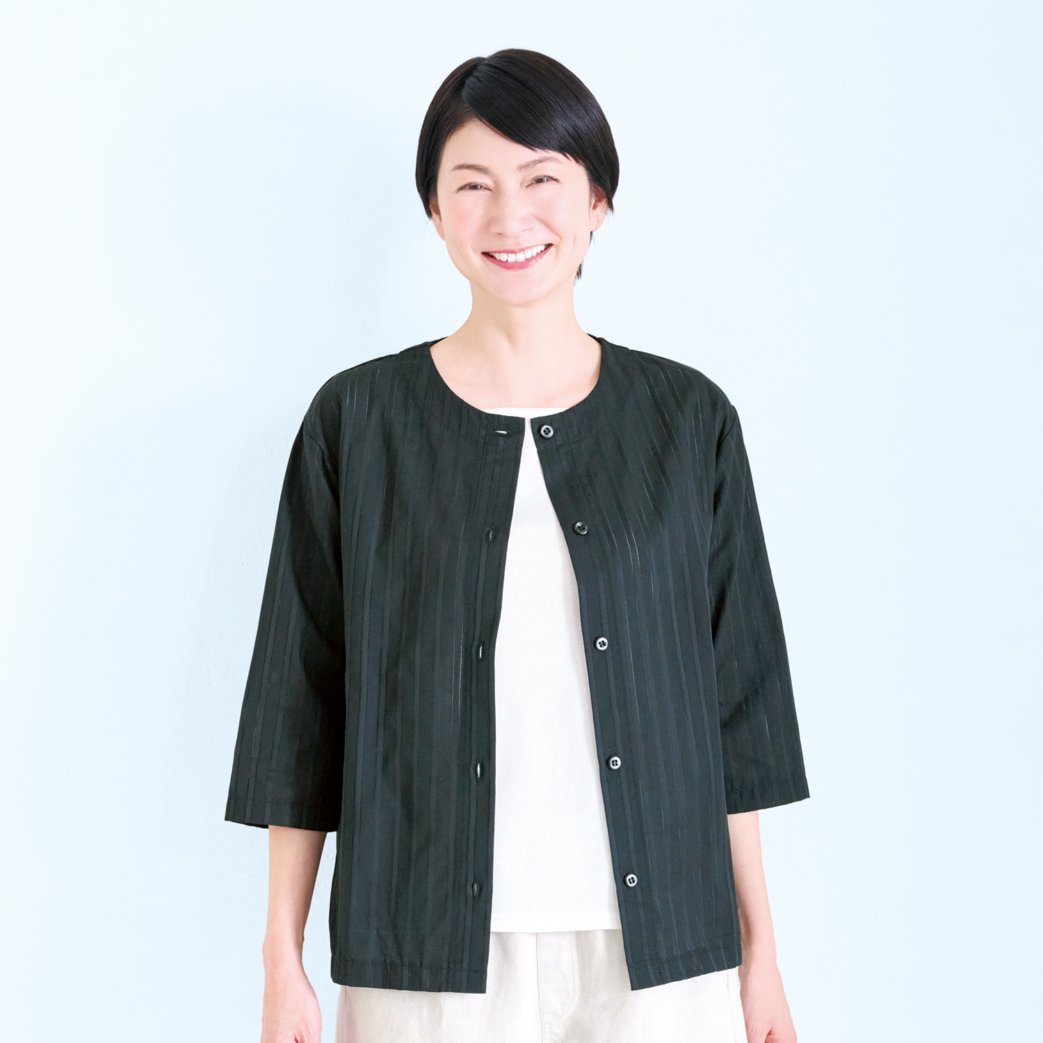 透かし織りコットンカーディガン