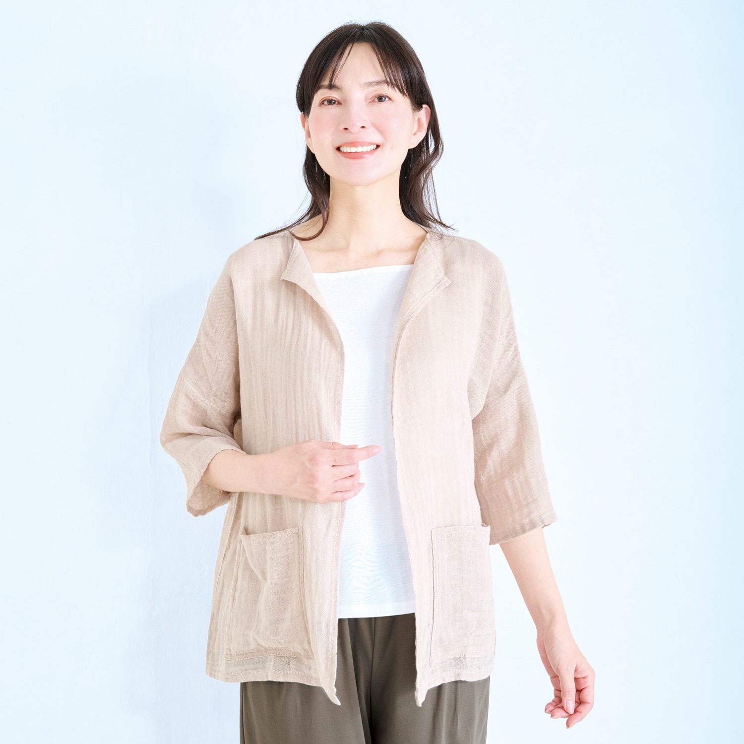 かや織りカーディガン