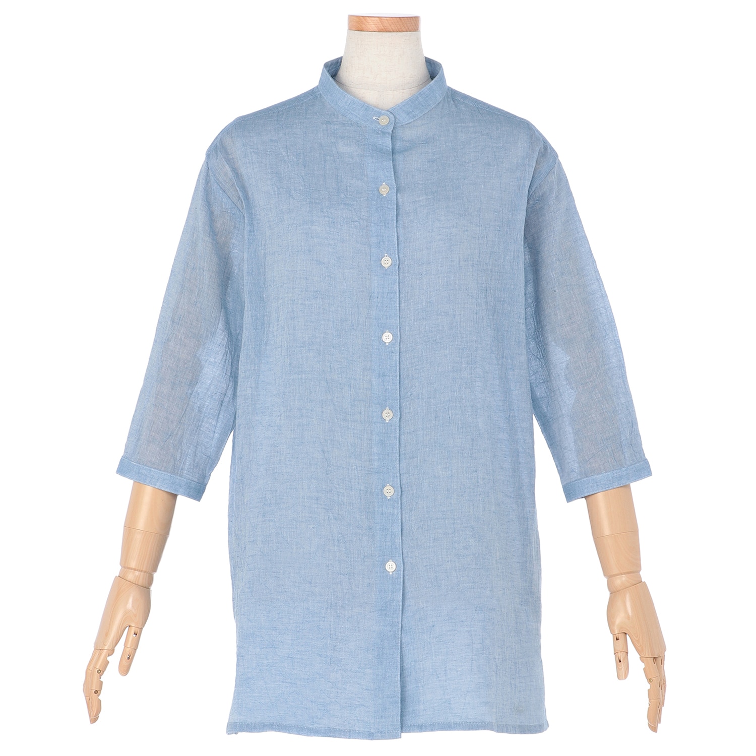 先染め綿麻シャツチュニック