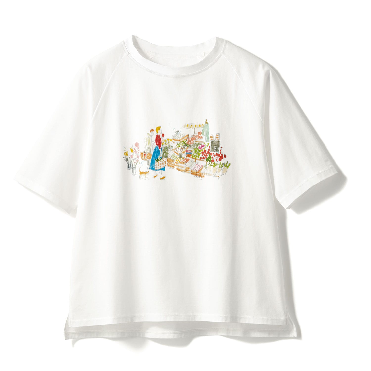 大人のイラストTシャツ（マルシェ・風車）