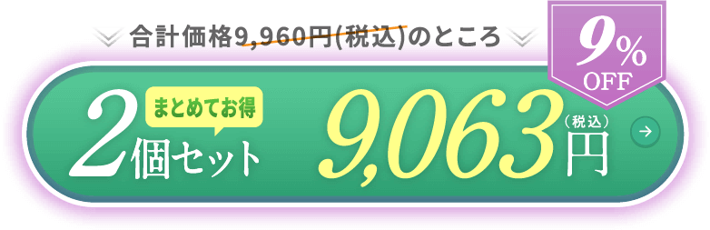 まとめてお得2個セット 合計価格9,960円税込のところ 9,063円(税込) 9%OFF