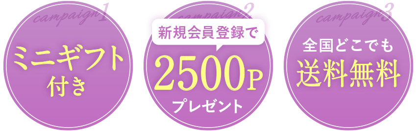 月替わりギフト付き 新規会員登録で2500Pポイント 全国どこでも送料無料